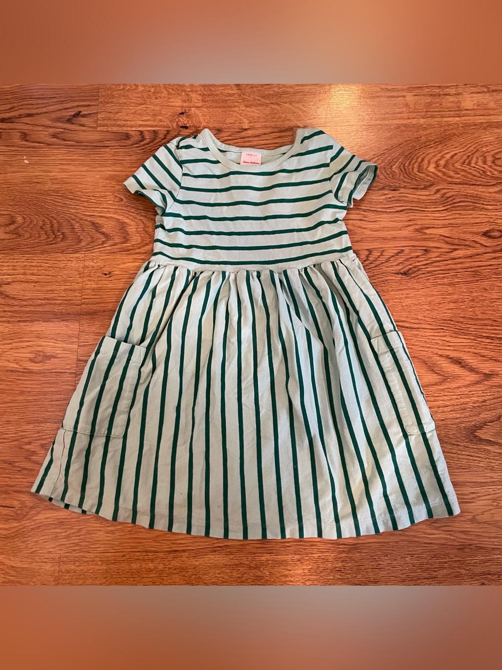 Hanna Green Striped Short Sleeve Dress